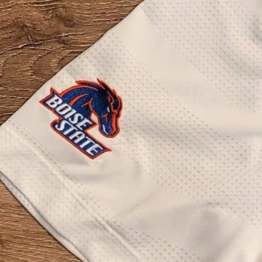 Nike‎ Boise State Golf Polo Shirt Mens XL White Patterned Dri Fit NCAA